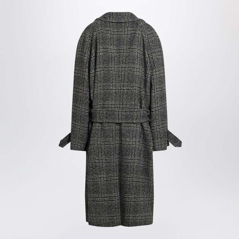 Balenciaga Raglan黒/灰色のチェックで1つのレイヤーコート - Image 2