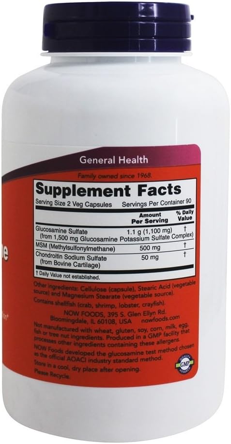 NOW Foods - Glucosamine and MSM 750/250 Mg - 180 Capsules
