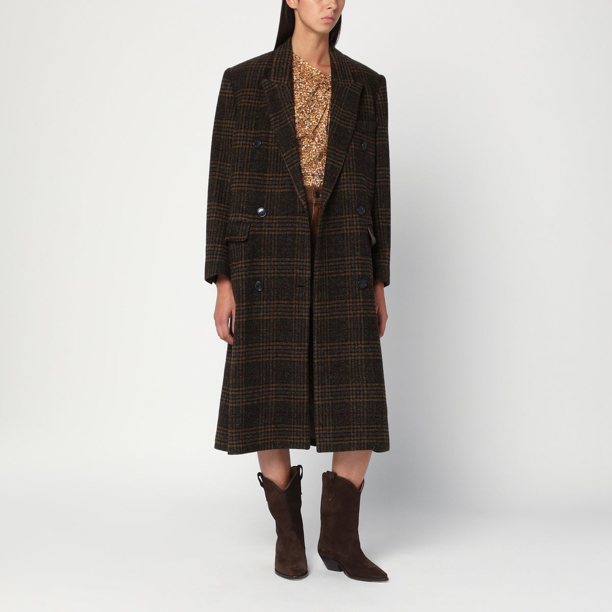 Marant イザベル・マラン・エトレ・カキはレクサナ二重胸部コートをチェックしました - Image 2