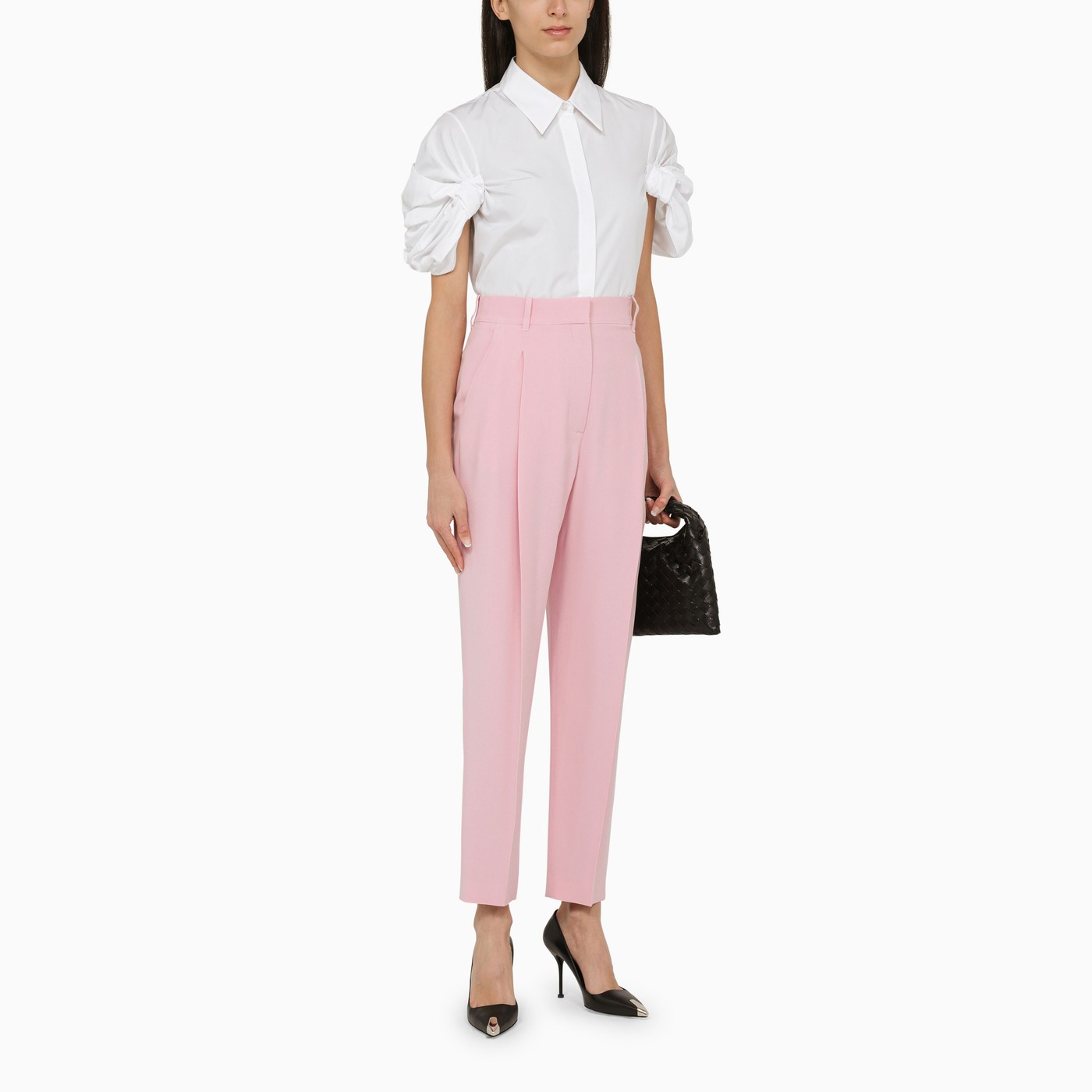 Alexander McQueen アレクサンダーMCクイーンピンクピンクのレギュラーズボンとプリーツ - Image 2
