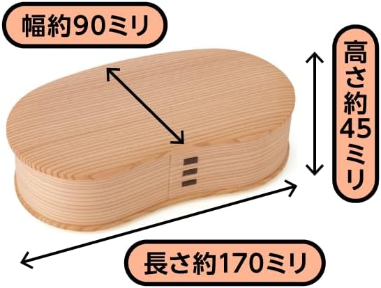 Odata Kousha 2531 Akita Cedar "Bent Wappa" Bento Box, Single Tier, Diameter Approx. 6.7 x Height 1.8 inches (17 x 4.5 cm), Capacity Approx. 13.2 fl oz (390 ml), Magewaba, Made in Japan