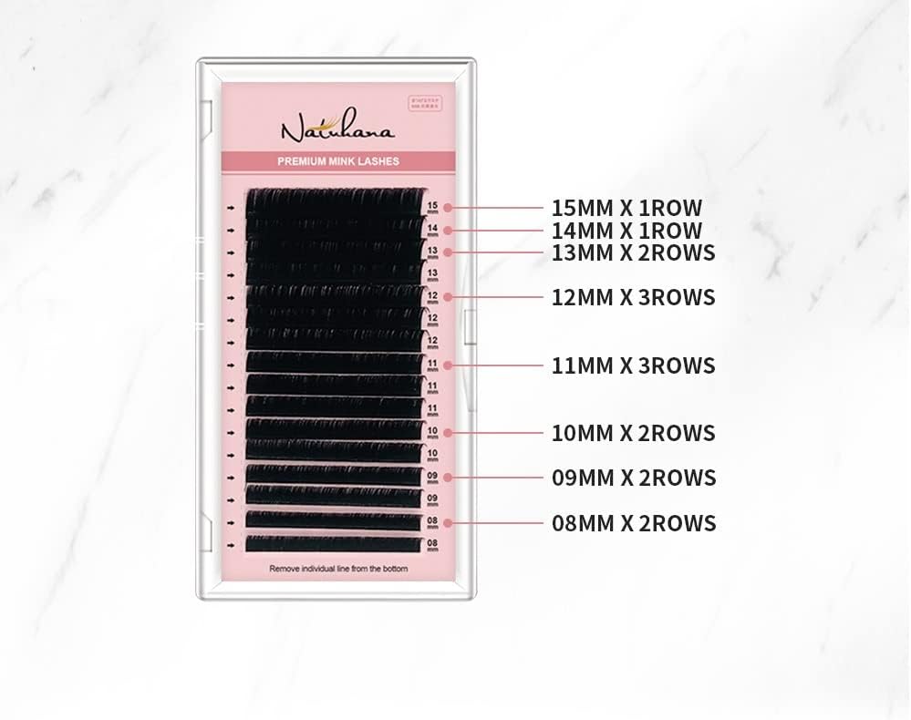 heaven`s seven Natuhana Eyelash Extensions Matsueku Self Luxury Mink Extensions C Curl Thickness 0.05 Length 8mm-15mm Mix (C Curl 0.12mm)