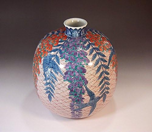 Traditional Craftwork|Dyed Brocade Aokanami Fujienenoe Urn|Arita Ware / Imari Pottery Vase | Ceramic House Fujii Nishiki