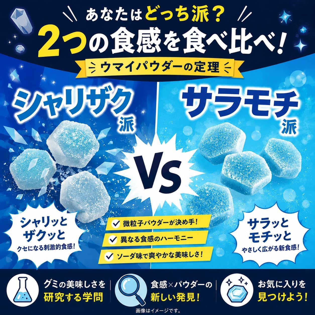 (2 Textures) Gummy Science Principles of Sea Powder, 1.9 oz (54 g), Soda Flavor, Hard Gummies (Trial) 3 Bags)
