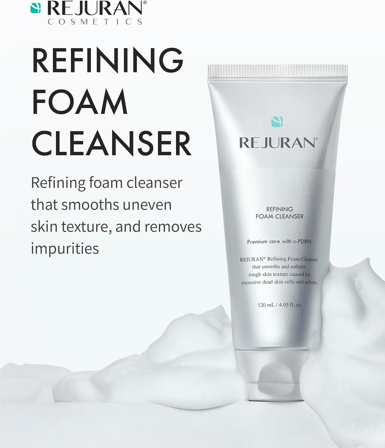 Official REJURAN Refining Foam Cleanser 120ml, Korean Cosmetics, Ampoule Cleansing Foam,