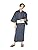 Kyoetsu Men's Yukata Set, Men's, Black, Navy, Stylish, 4-piece Set