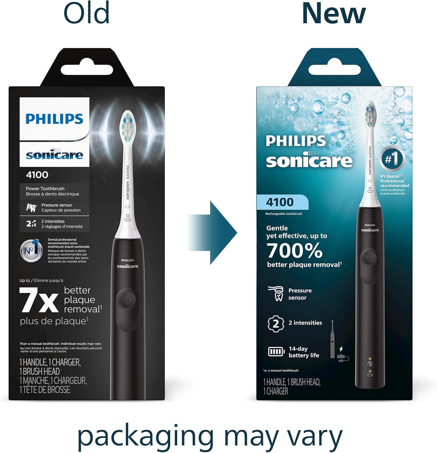 Philips Sonicare 4100 HX3681/24 - Cepillo de dientes eléctrico recargable con sensor de presión, color negro