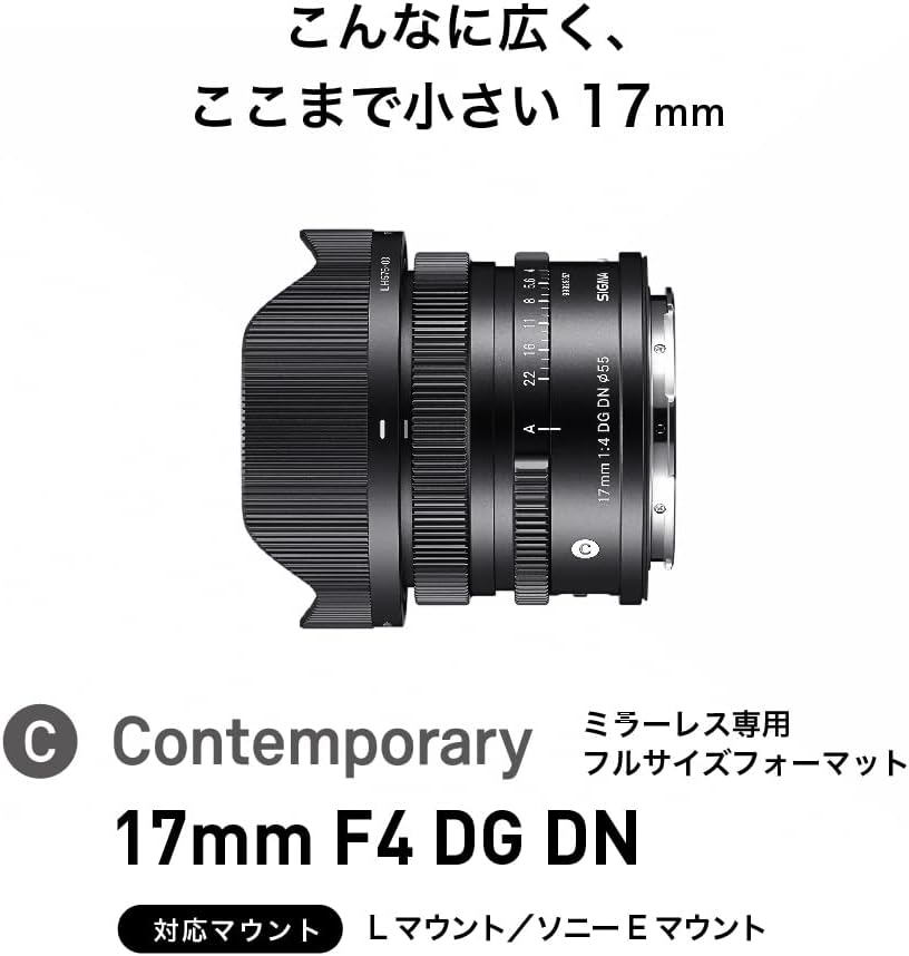 Sigma Sigma L-Mount Lens, 0.7 inches (17 mm) F4 DG DN Monofocal Wide Angle, Full Size, Contemporary Mirrorless