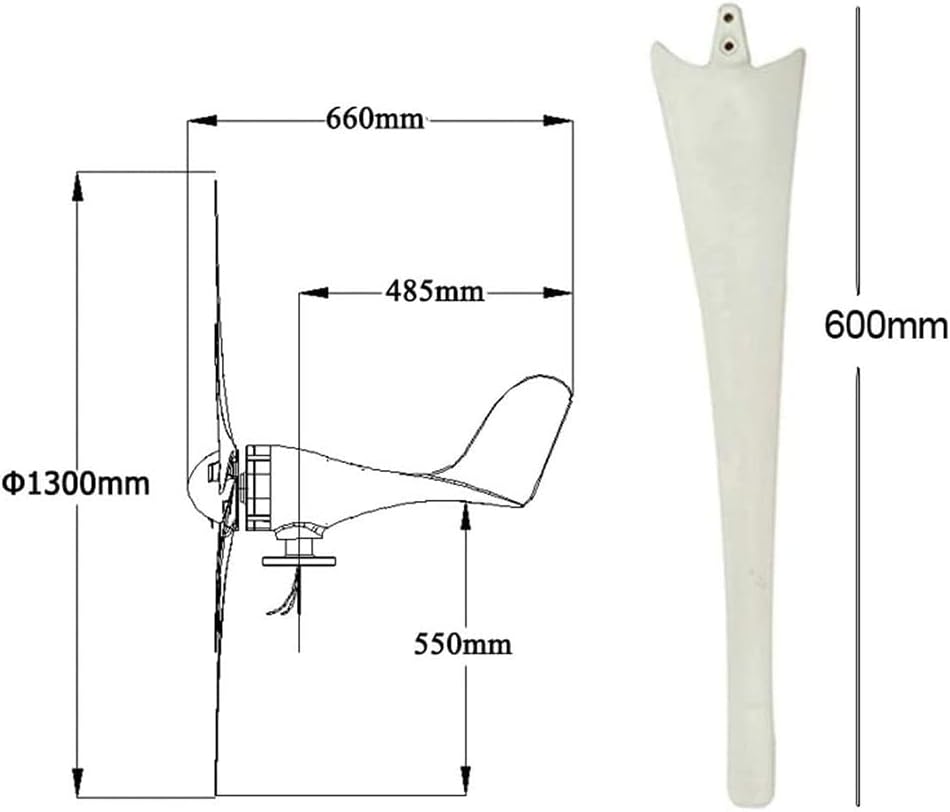 風力タービン、6枚羽根水平風力発電機 風力タービン発電機 コントローラー付き 風車 エネルギー タービン 充電、24V (12V)