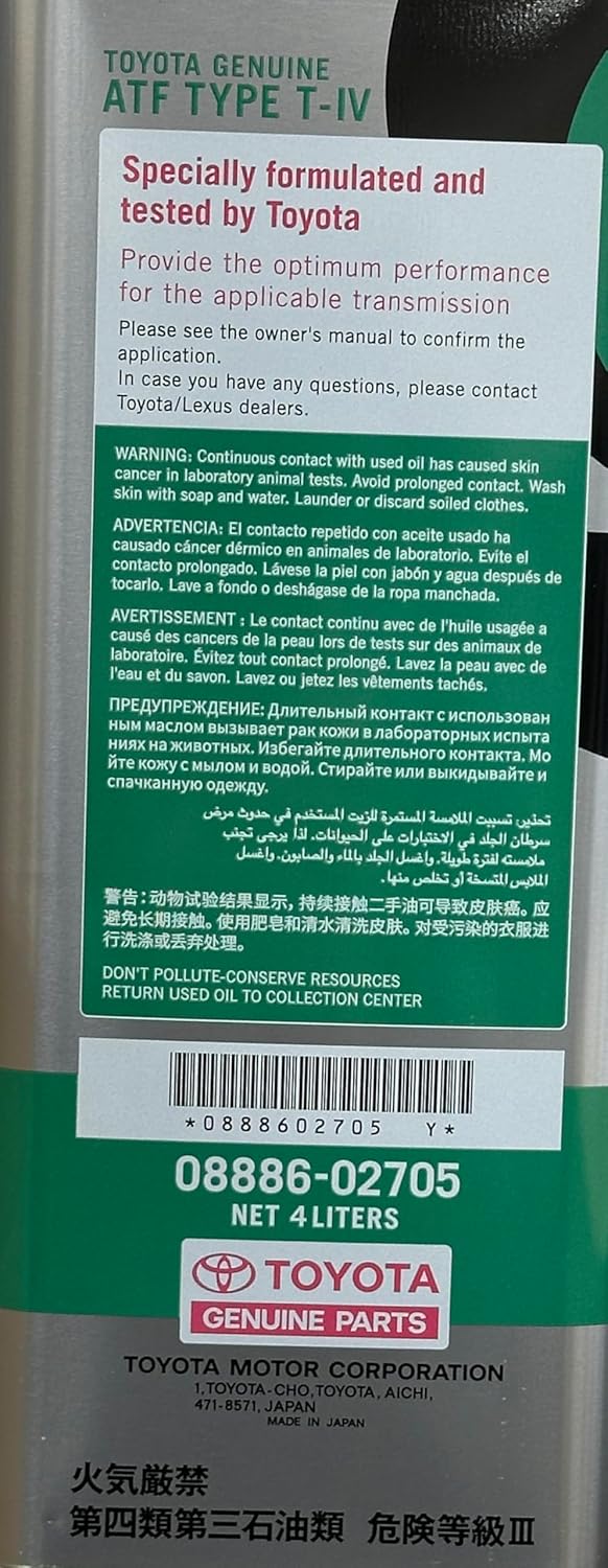 TOYOTA 08886-02705 Genuine Parts Auto Fluid Type T-4 4L