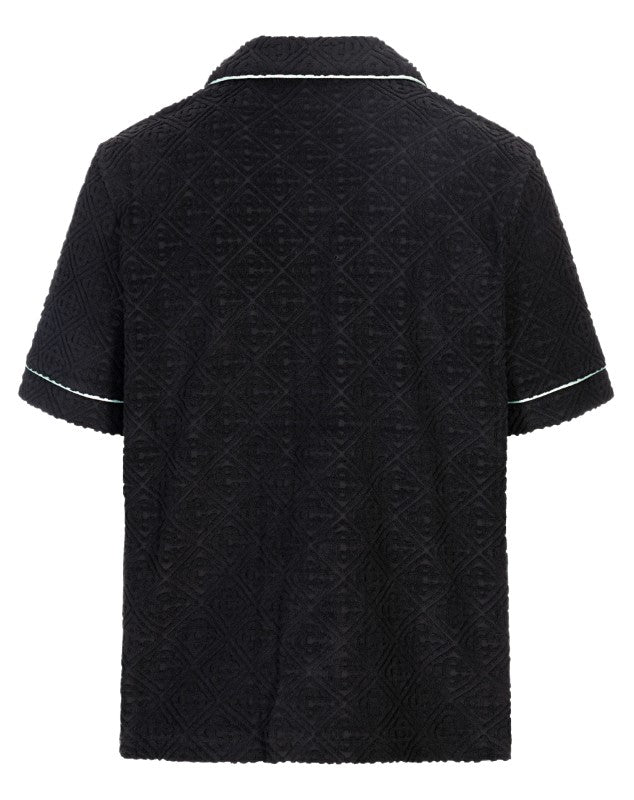 CASABLANCA 'BLACK' MONOGRAM JACQUARD TOWELLING SHIRT