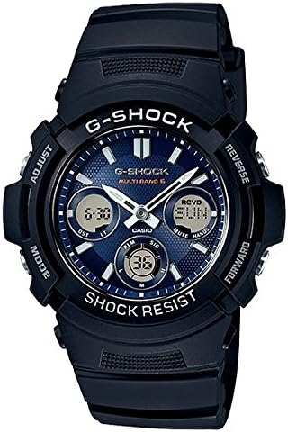 Self-Defense Officer Navy Seals Police Officer G-Shock 200m Water Resistant Radio Solar Analog Digi Plastic Belt Watch for Men (AWG-M100MR-4, AWG-M100SB-2A, AWG-M100S-7A) (AWG-M100SB-2A (AWG-M100SB-2A