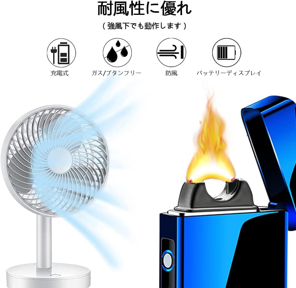 RSBYE Cool Plasma, Large Output, USB Electronic, Made in Japan, Stylish, Cool, LED Status Display, Rechargeable, Gift Box, Camping, Outdoor Candles, Scent-Resistant, Anniversary Gift (Blue)