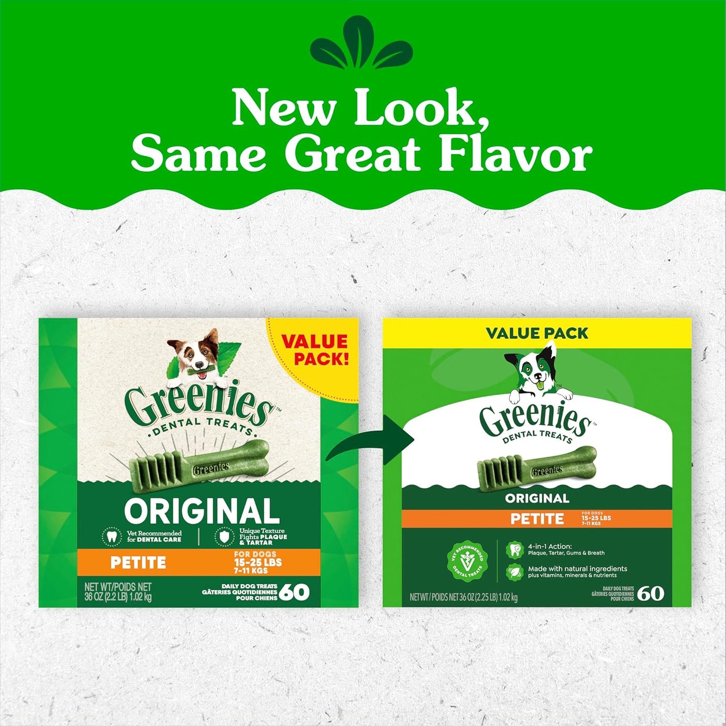 Greenies - Golosinas naturales para la salud dental de perros pequeños, sabor original, paquete de 36 onzas (60 unidades)