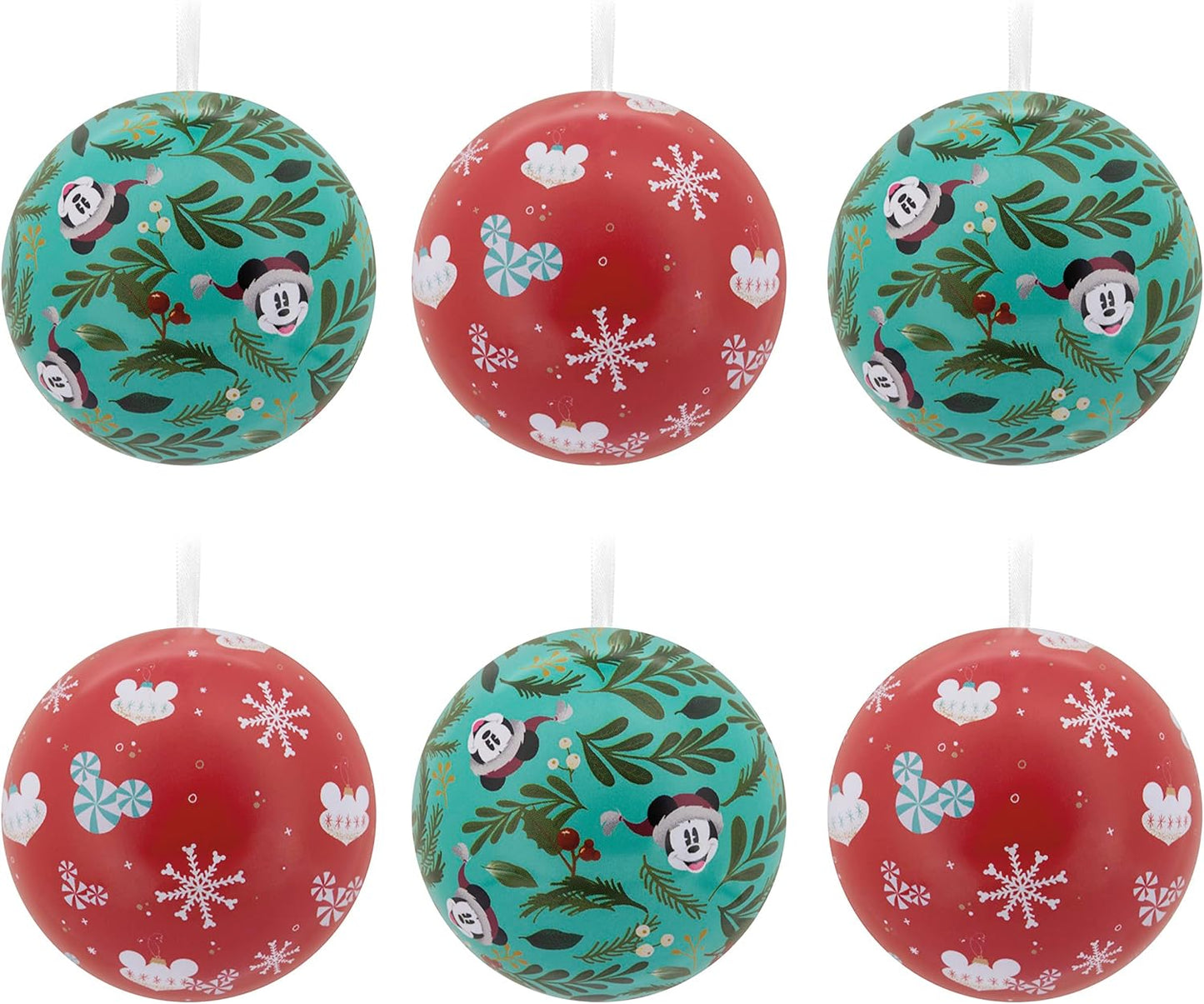 Adornos de Navidad de Hallmark Disney Mickey Mouse y Minnie Mouse, Bola de Lata, Juego de 12
