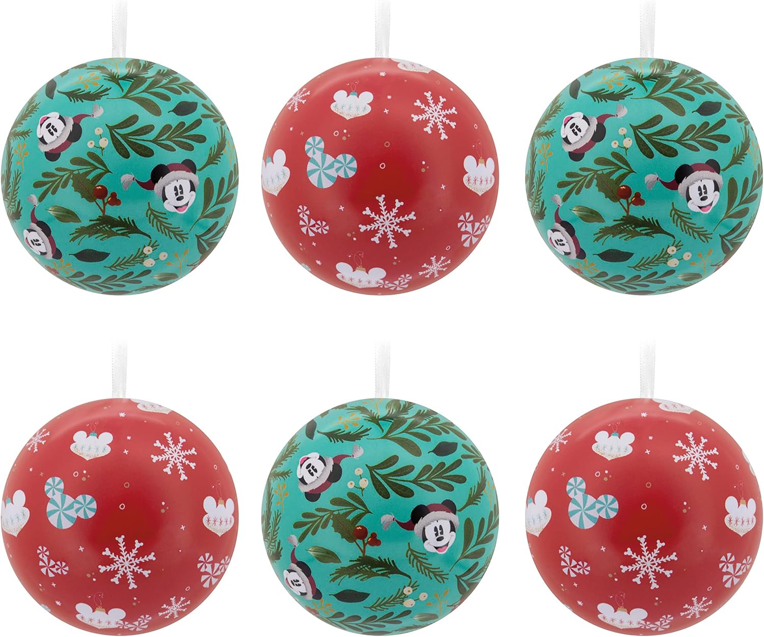 Adornos de Navidad de Hallmark Disney Mickey Mouse y Minnie Mouse, Bola de Lata, Juego de 12