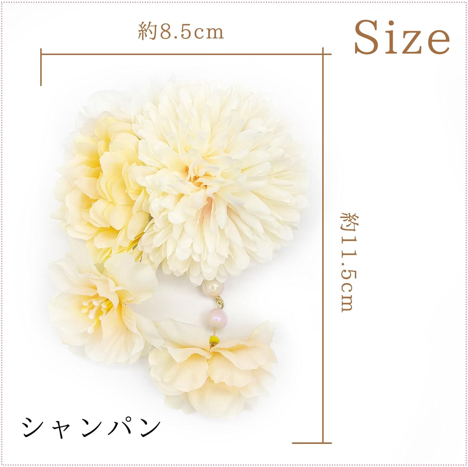 Baramoly YC010 Hair Ornament, Headdress, Yukata, Kimono, Kimono, Clip, Chrysanthemum, Dried Flowers, Stylish, Precise, Cute, Summer Festival, Fireworks Display, Flower Viewing, Graduation Ceremony