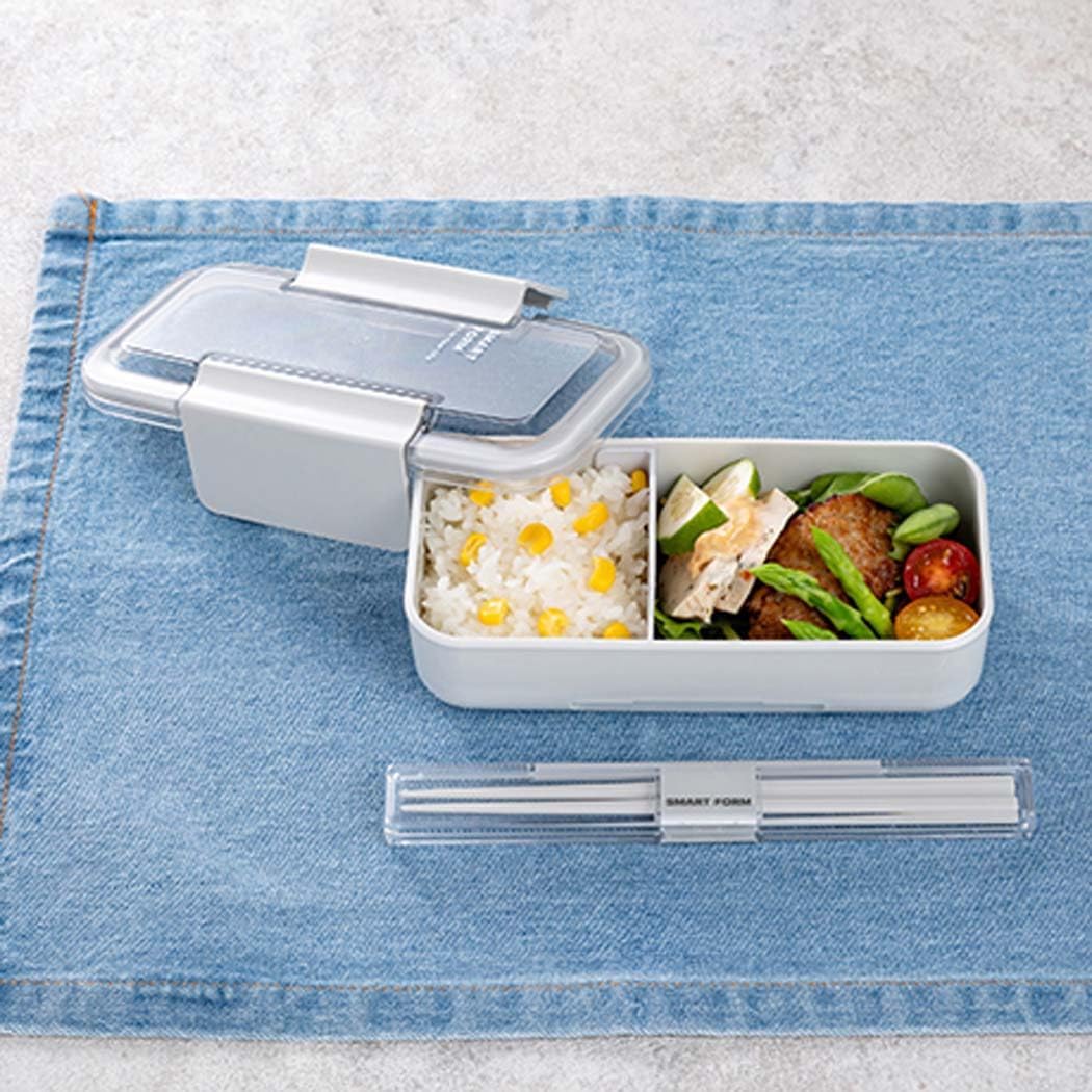Iwasaki Kogyo Lustroware Bento Box Easy Care Lunch Box Slim Male 1-Tier 600ml Light Gray Integrated Seal Easy to Wash Microwave Safe Dishwasher Safe B-1491 LN
