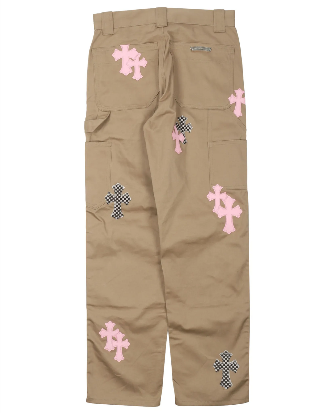 CHROME HEARTS 'PINK CHECKERED' 24 PATCH CARPENTER PANTS
