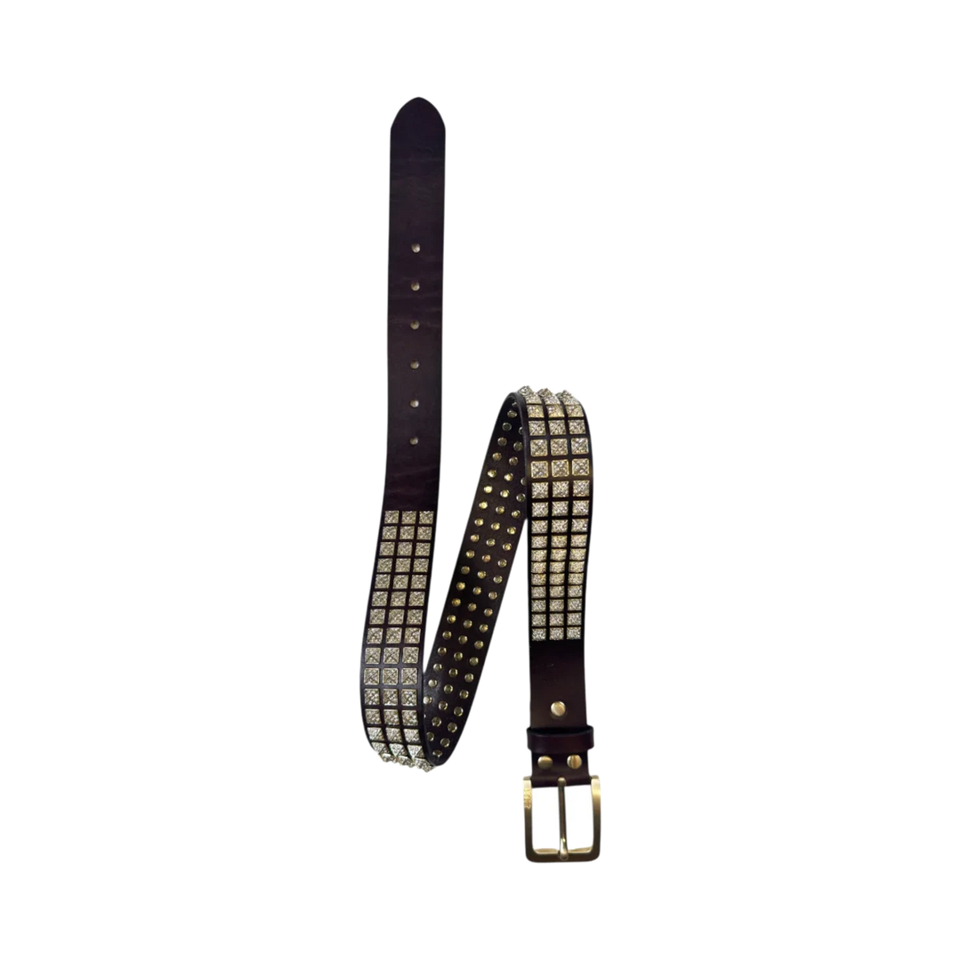 BOSSI 'GOLD ON BROWN' STUDDED BELT