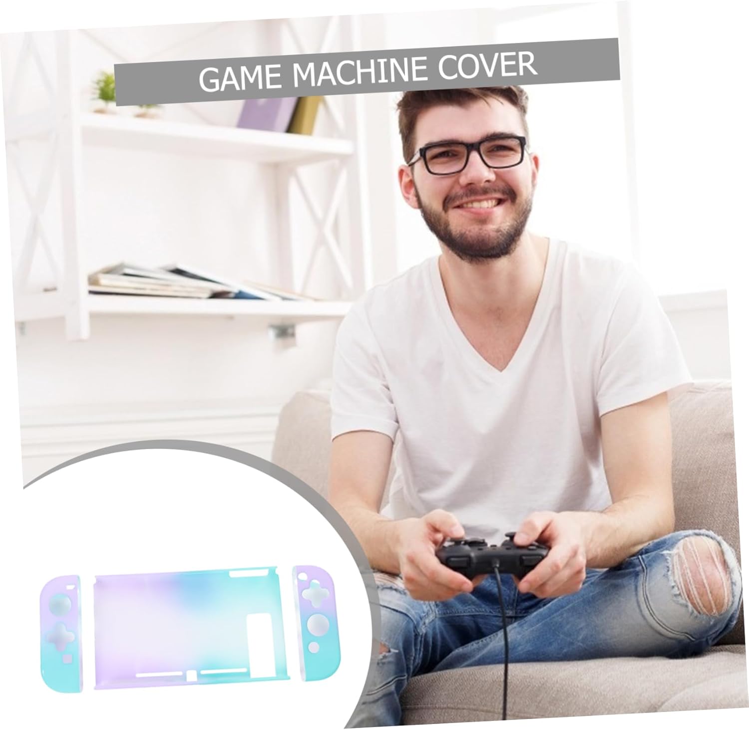 LEDMOMO ゲーム機用 グラデーション透明保護ケース 体式カバー グラデーシ