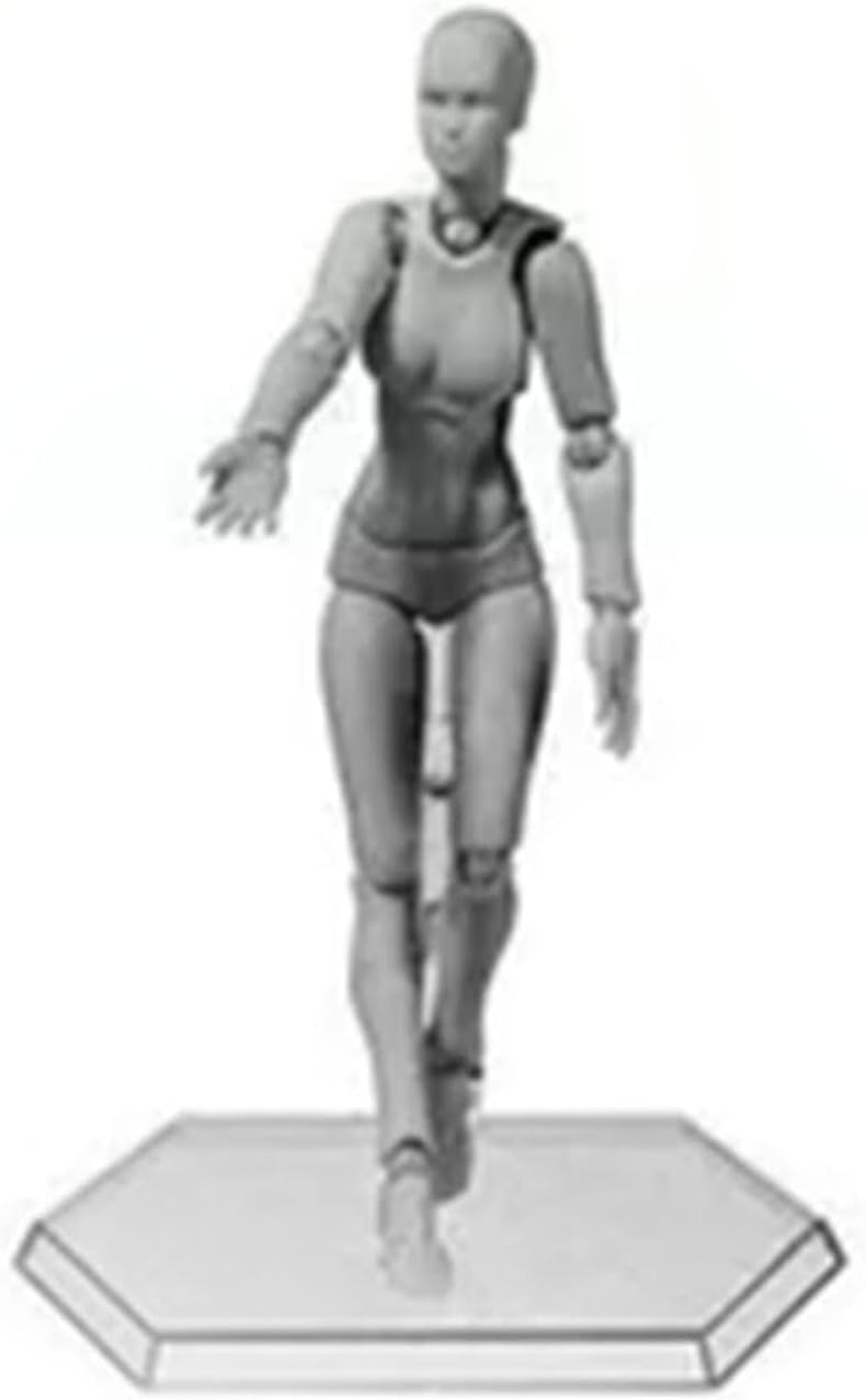 Figma Youth 2.0 Action Figure Model, Silver Grey Skin Tone, Articulated Joints, Adult Desk Toy, Grey and Orange Skin Color (Females #14)