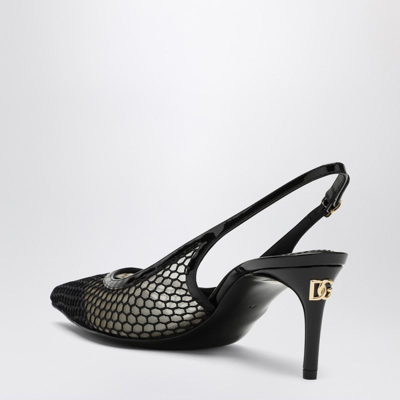 Dolce  Gabbana ドルチェ＆ガッバーナブラックメッシュスリングバック - Image 2