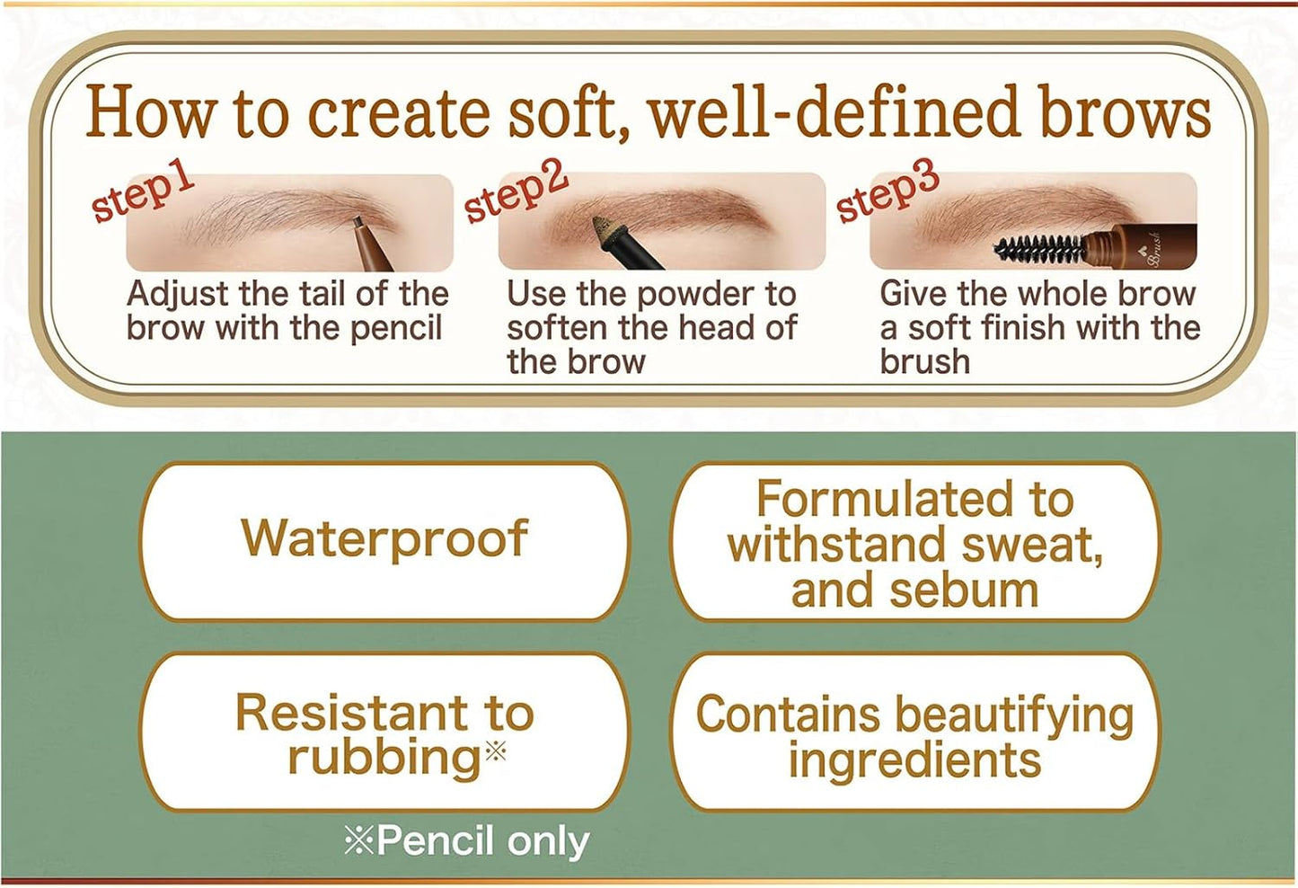 CANMAKE TOKYO 3 in 1 Eyebrow 02 Ash Brown Pencil Eyebrow Powder Eyebrow with Brush