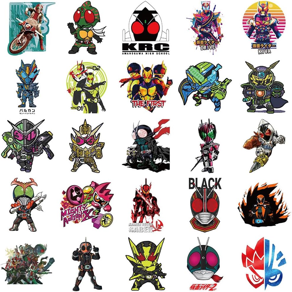Kamen Rider Stickers Set of 100 Kamen Rider Stickers Cartoon Character Stickers Cute Stylish Notebook Sticker Moe Goods Surrounding Picture Pasting Props Gift DIY Decoration Letter Mobile Notebook