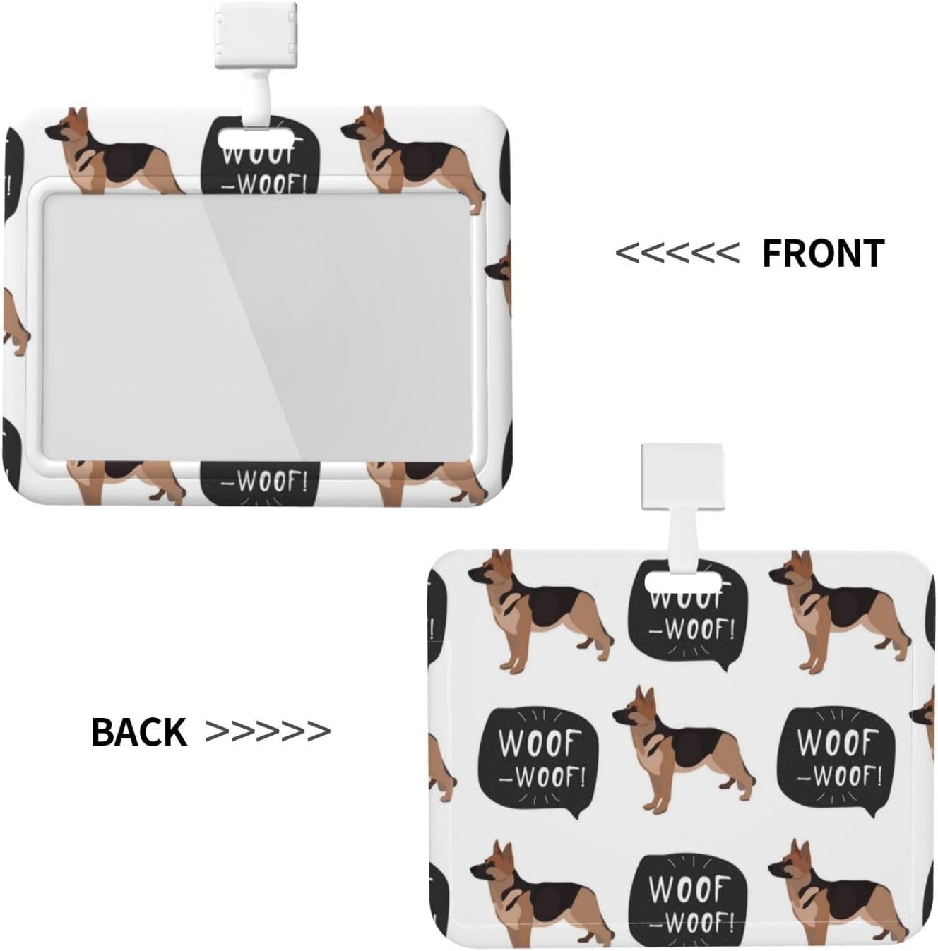 Pass Case, Commuter Pass/ID Card Case, Dog, German Shepherd, Horizontal Type, Name Card Case, Thin Card Case, Cute Anime, Clip Holder, Reel Included