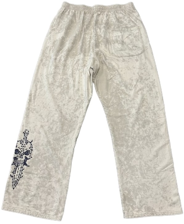 BOSSI 'BLUE SKULL DAGGER' WHITE SWEATPANTS
