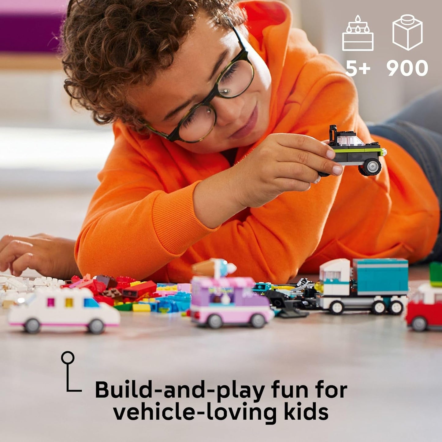LEGO Classic Creative Vehicles Colorful Building Blocks Assembly Kit Ice Cream Truck, Police Car, Toy Model City Cars, etc. Gift Car Toy for Boys, Girls, Children 5 Years and Up 11036