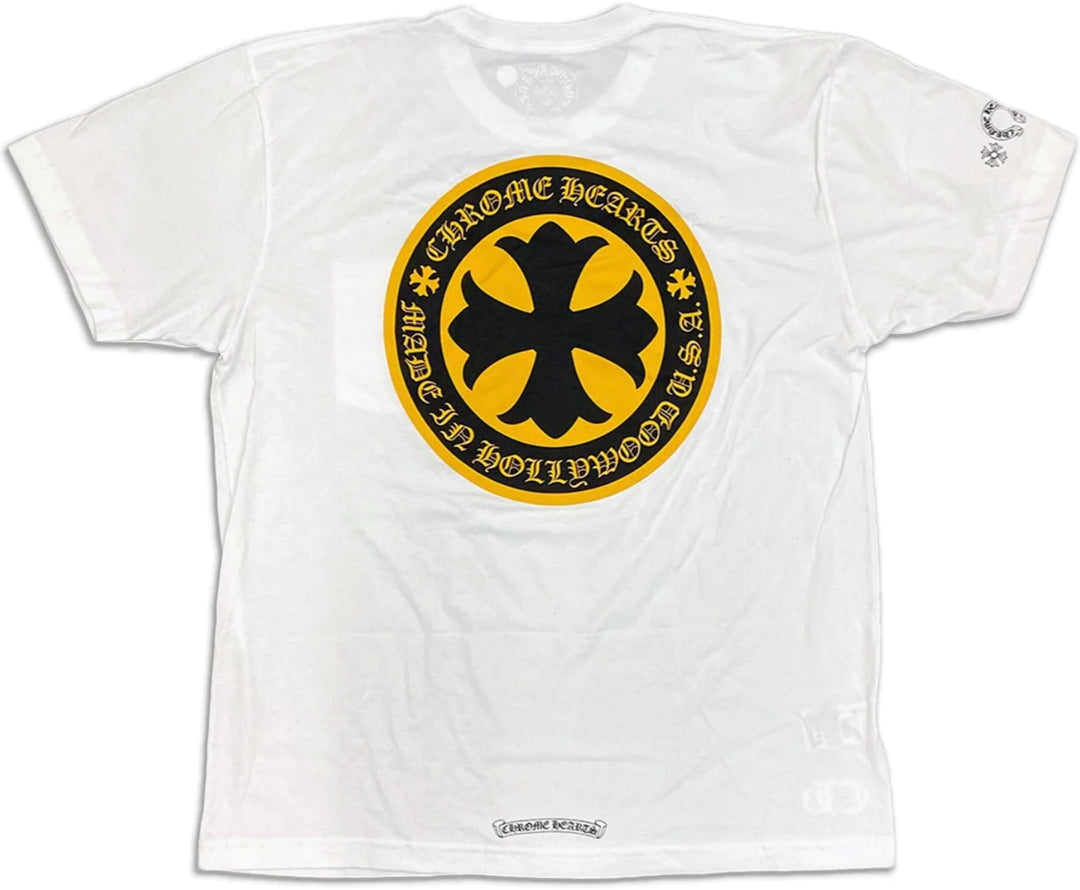 CHROME HEARTS 'YELLOW PLUS CROSS' WHITE POCKET TEE