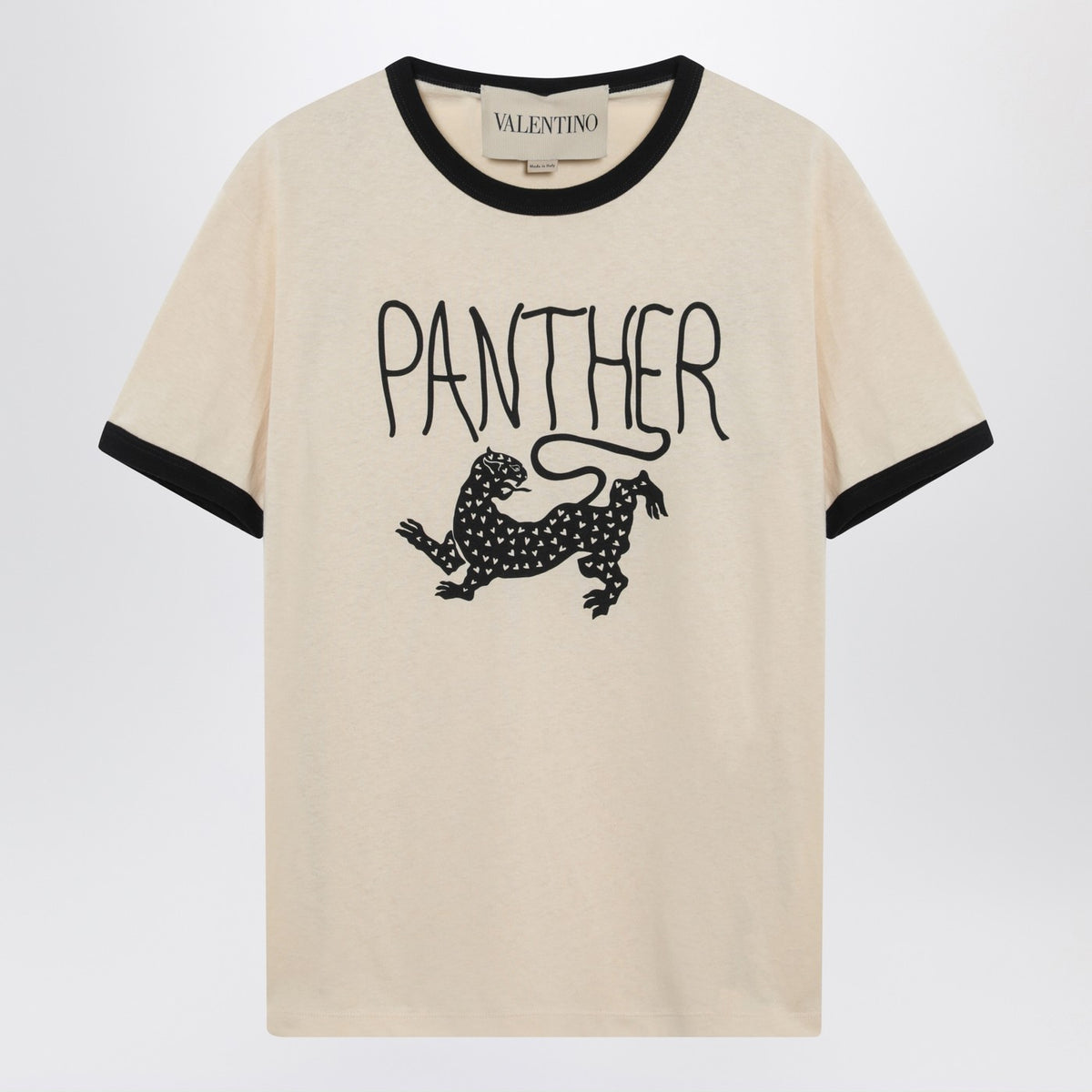Valentino ヴァレンティノ バター カラー T シャツ パンサー プリント - Image 2