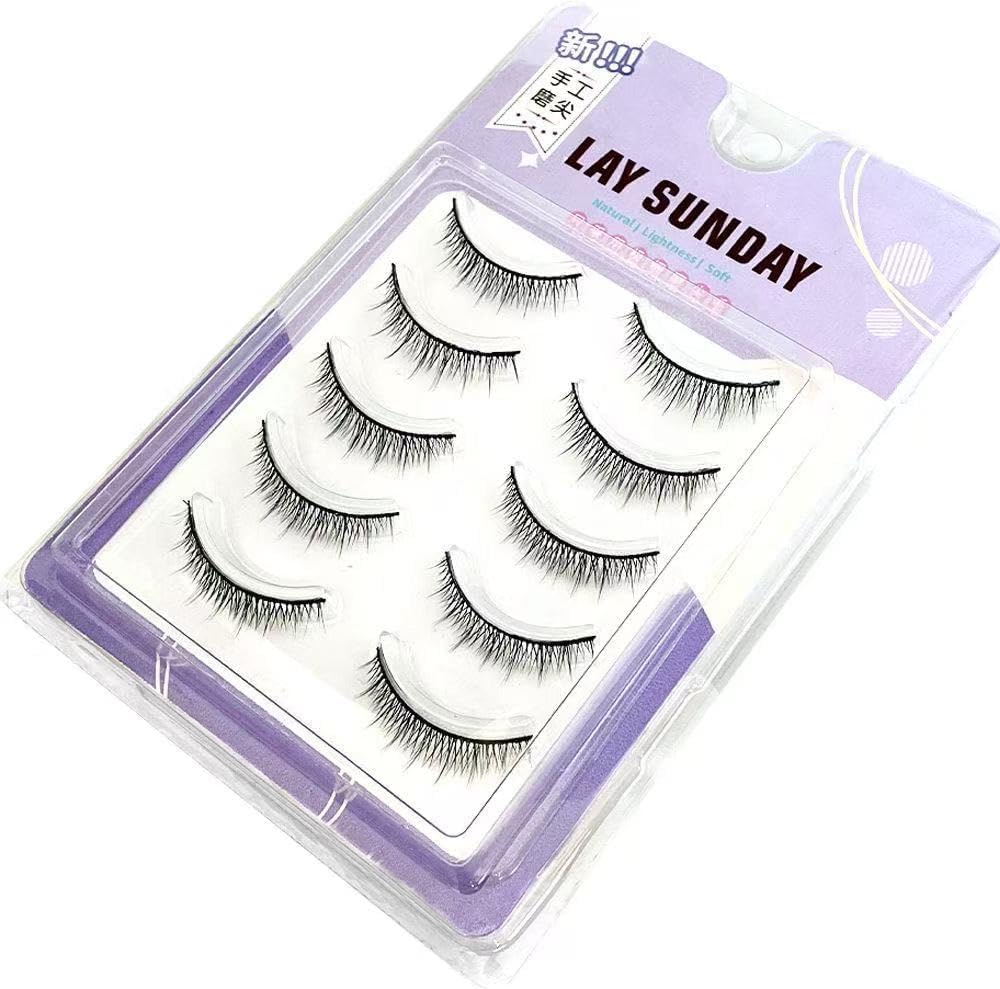 False Eyelashes, Set of 5, Popular, Handmade, Actress Eyelashes, Short, Natural Finish, Popular, Everyday Makeup, Cosplay
