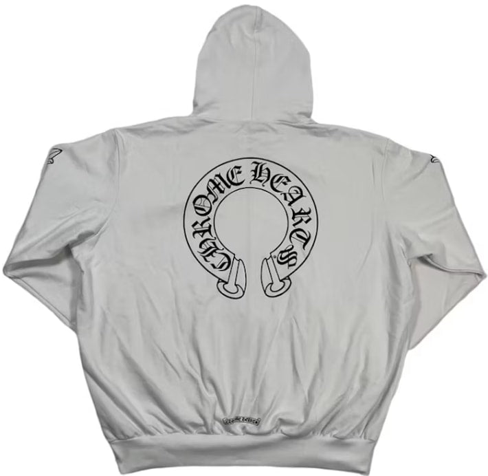 CHROME HEARTS 'HORSESHOE LOGO' FLORAL WHITE ZIP UP HOODIE
