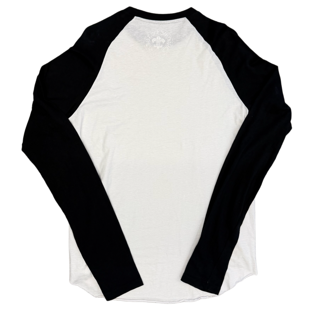 CHROME HEARTS 'BLACK PATCH' WHITE/BLACK BASEBALL LONGSLEEVE