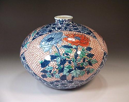 Traditional Craft Articles|Dyed Arabesque Fan Brocade Urns|Arita Ware Imari Pottery Vase | Porcelain House Fujii Nishiki