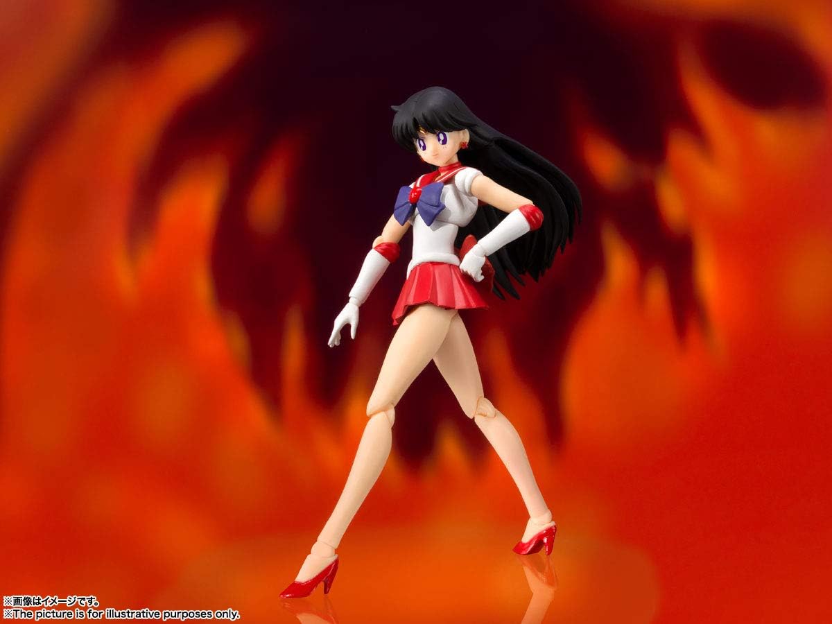 S.H. Figuarts Sailor Moon Sailor Mars Animation Color Edition (Resale Version), Approx. 5.5 inches (140 mm), PVC & ABS Pre-painted Action Figure