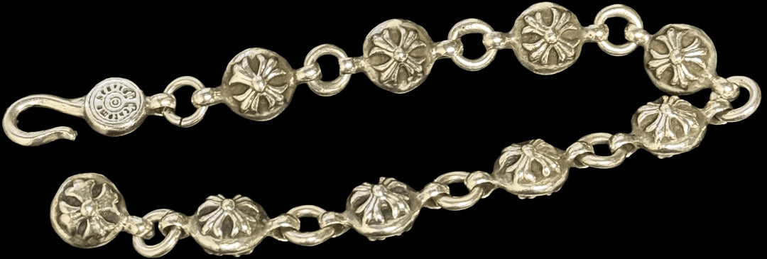 CHROME HEARTS 'CROSSBALL' 9 LINK SILVER BRACELET