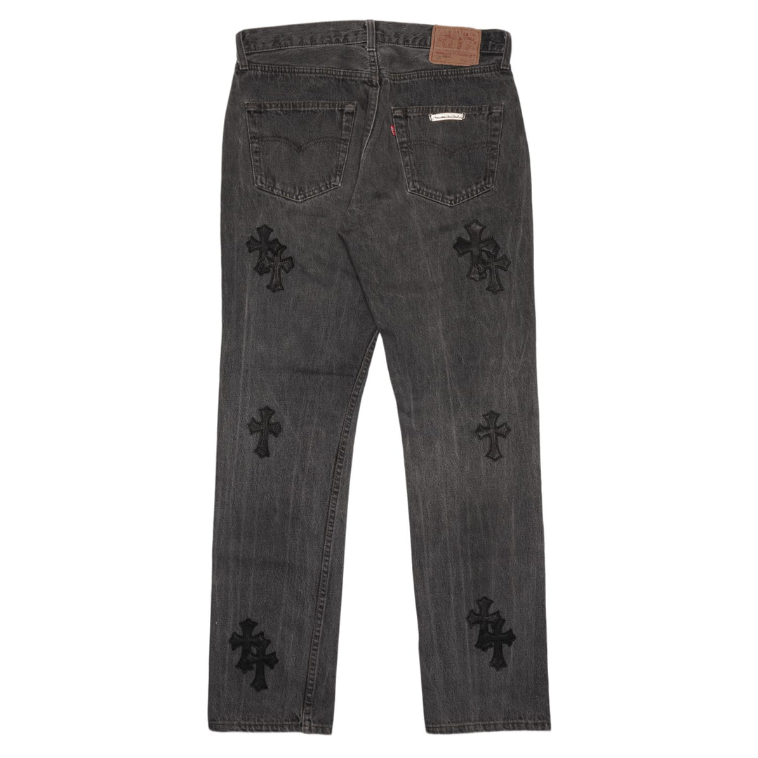 CHROME HEARTS '20 PATCH' WASHED BLACK JEANS