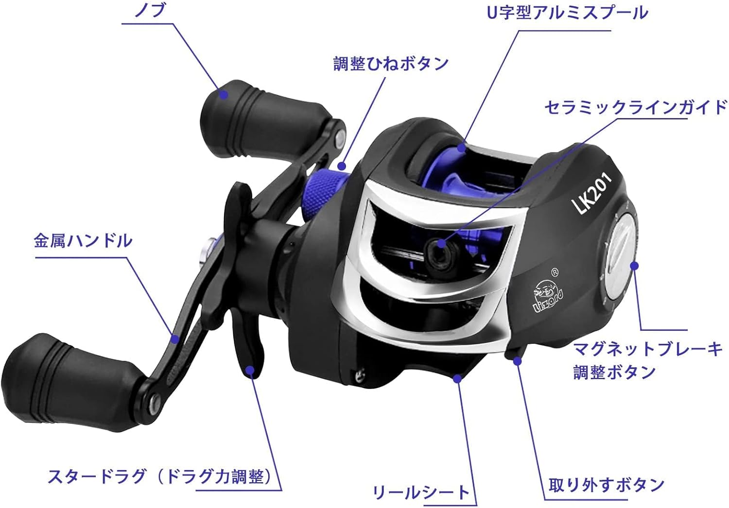 Bait Reel, Saltwater Fishing, Freshwater Fishing, Magnetic Brake, 7.2:1 Gear Ratio, 17+1BB, Maximum Drag Force, 17.6 lbs (8 kg), Bass Fishing, Fishing Reel, Lightweight, Left/Right Handle, Right