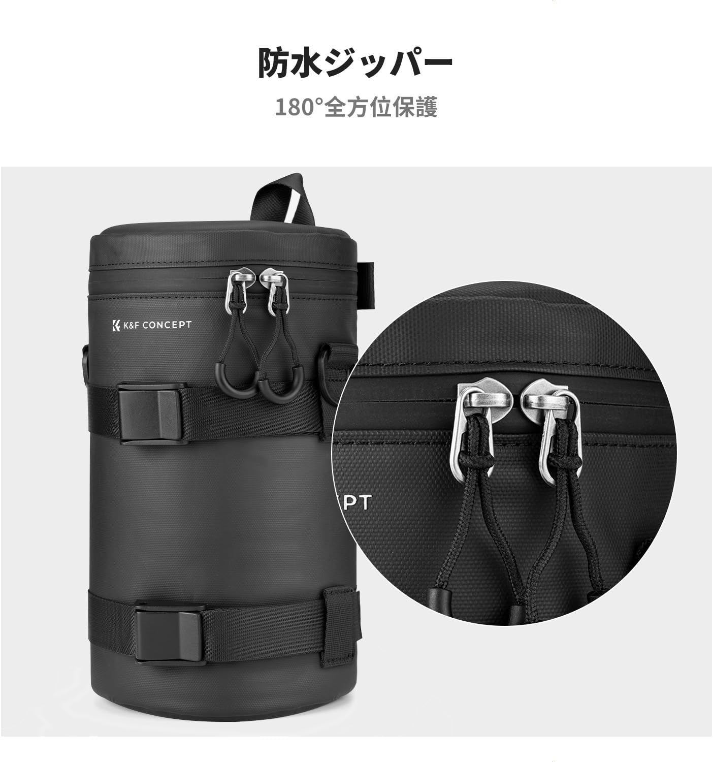 K&F Concept Camera Lens Case, Black XL, Modern