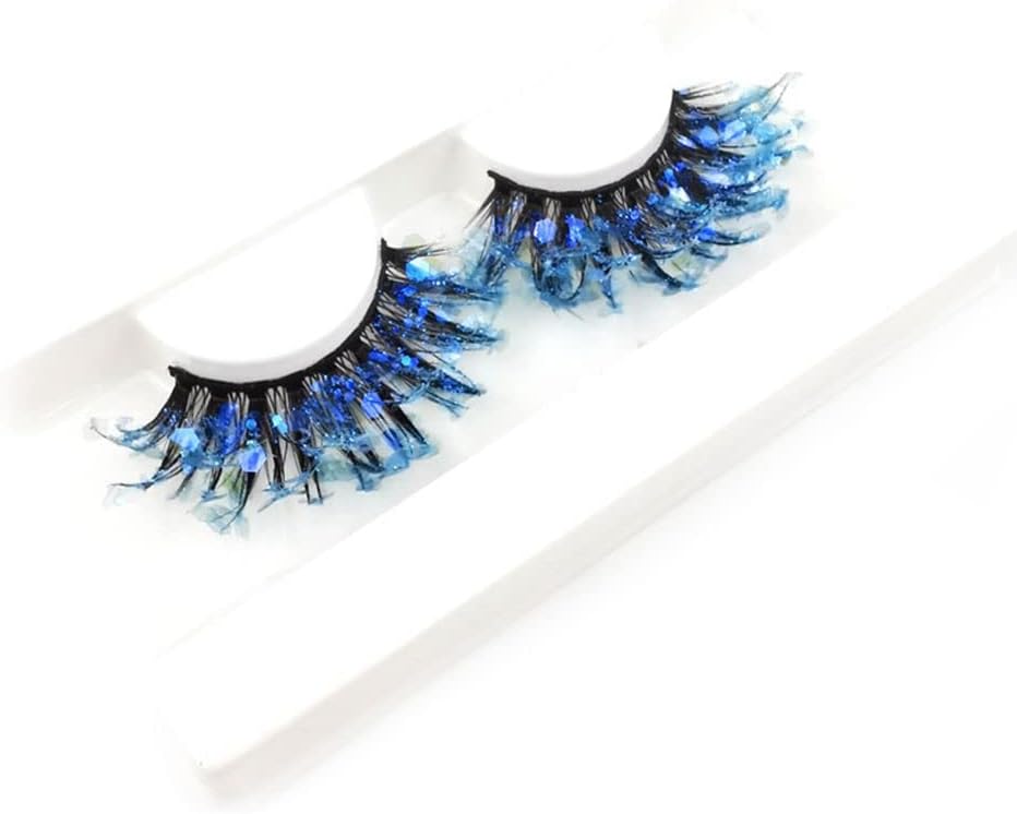 1 Pair 25mm 3D Luminous Mink Lashes Fluffy Dramatic Eyelashes Messy Long False Eyelashes Makeup Sequin Eyelash (Q-01)