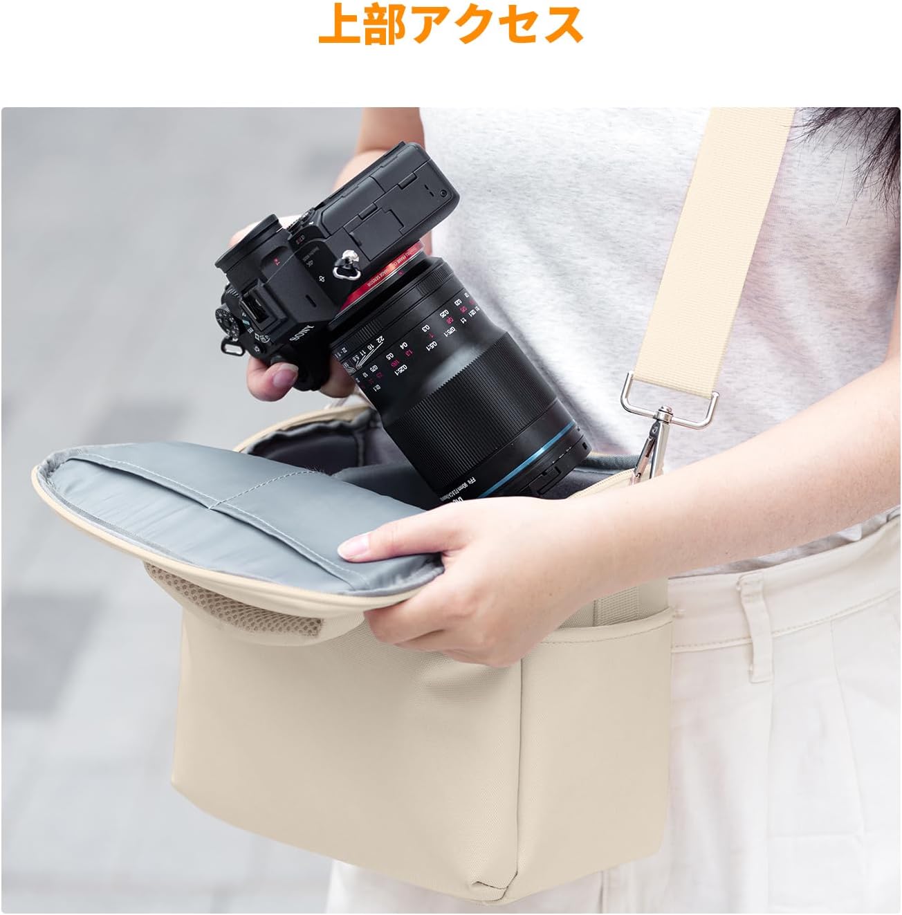 K&F Concept Camera Bag, Shoulder Bag, Camera Shoulder Bag, Stylish, SLR Camera Bag, 5 L Dividers, Water Repellent, Lightweight, Handbag/Shoulder Bag, Storage Bag for Camera Accessories, Small Items,