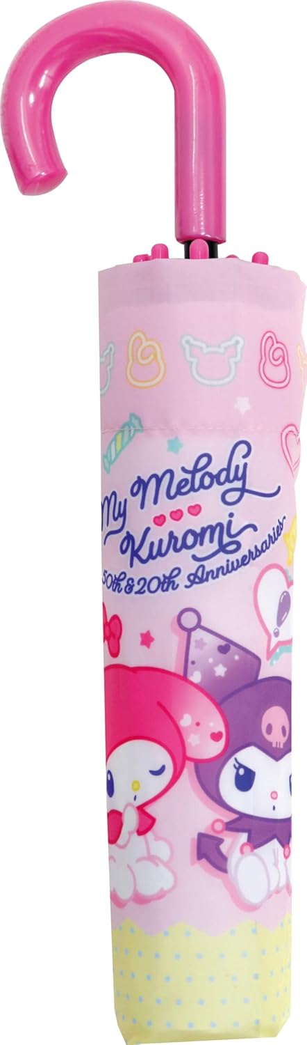 My Melody Kuromi Folding Umbrella, 20.9 inches (53 cm), Hand Opening, Sanrio, Cute, 50th Anniversary, 20th Anniversary