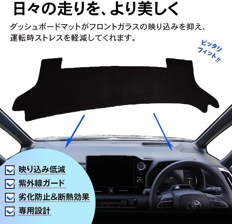 Model-Specific Car Dashboard Protective Cover Mat, Prevents Sun Damage, Interior Parts and Accessories, Flannel Material, 1-Piece Set