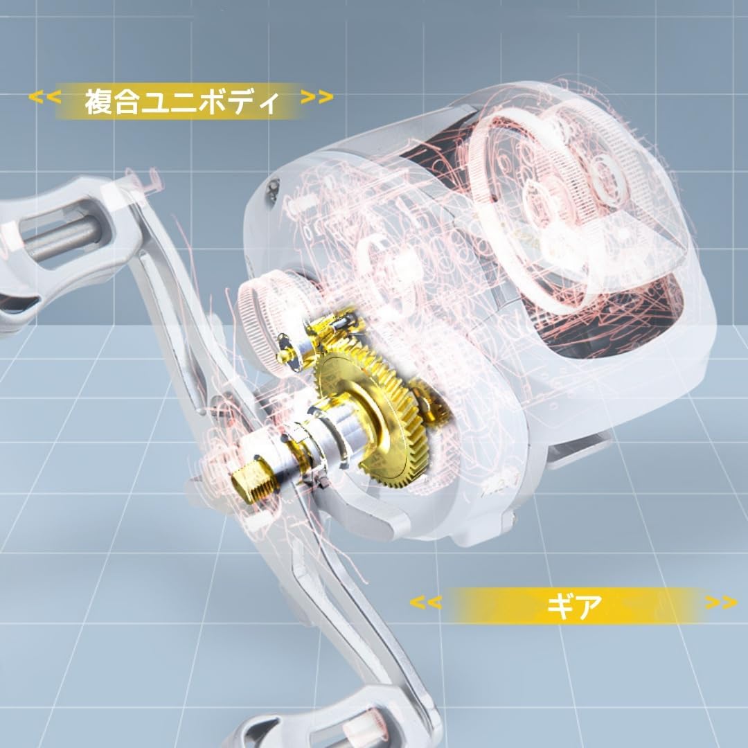 ritutou Bait Reel, White, Left/Right Handle, 7.2:1 Gear Ratio, Light Weight 222g 4+1BB Magnetic Brake, Fishing Reel