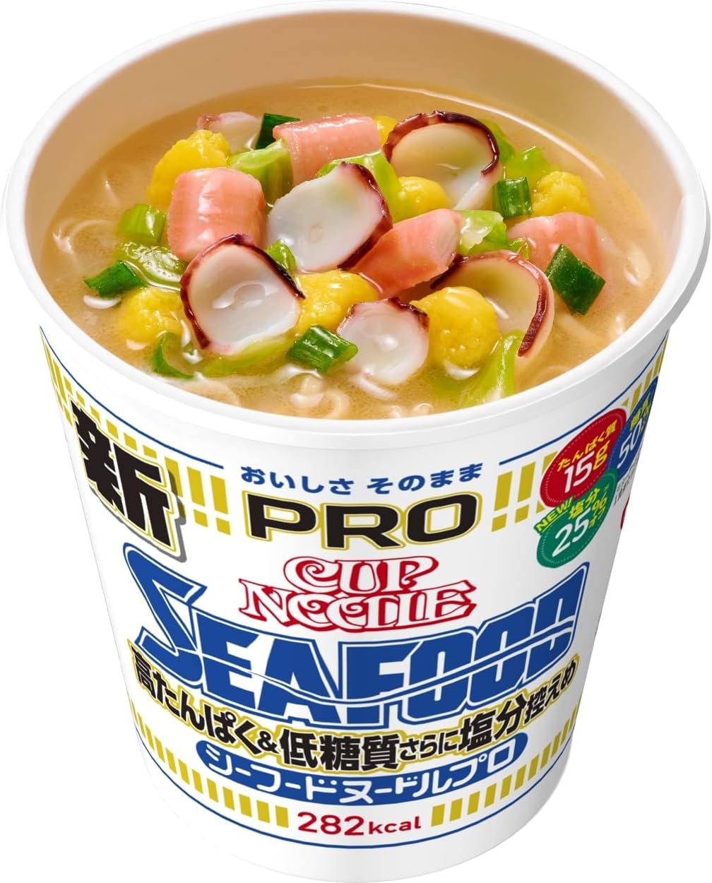 Cup Noodles PRO Seafood Noodles with High Protein & Low Sugar Content and Low Salt Content (Delicious Tasty) Nissin Foods Cup Noodles, 2.7 oz (78 g)