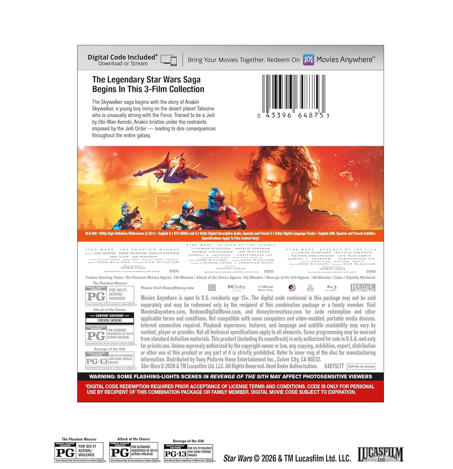 Star Wars: Prequel Trilogy (3 Discs) - Blu-Ray + Digital